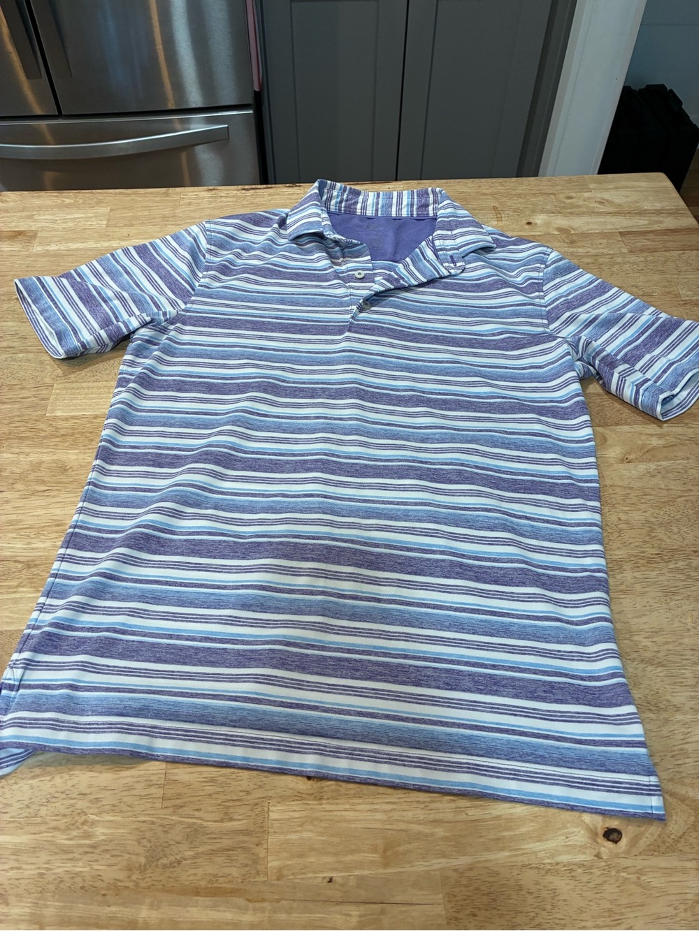 Johnnie O Purple/White Stripe Polo Short Sleeve PerFormance S Preppy Golf SPF